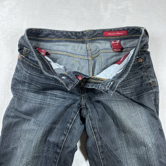 7 For All Mankind Classic Flare Jeans SZ 28 Denim Pants Ladies Dark Wash Stretch - Picture 4 of 14